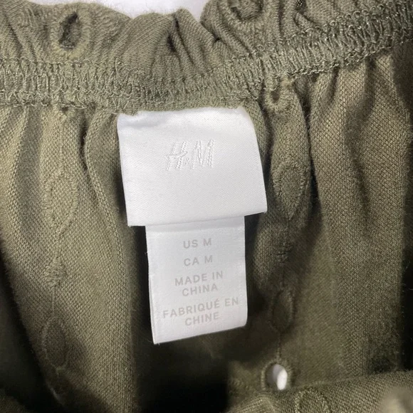 H&M Floral Green Long Sleeve Top Medium Women's - Picture 2 of 4